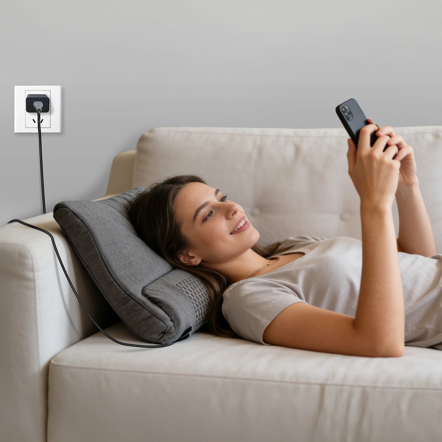 Neck & Back Massager Pillow – Heat + Vibration | USB Powered