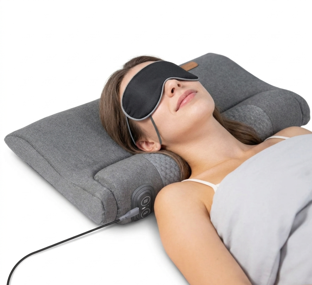 Neck & Back Massager Pillow – Heat + Vibration | USB Powered