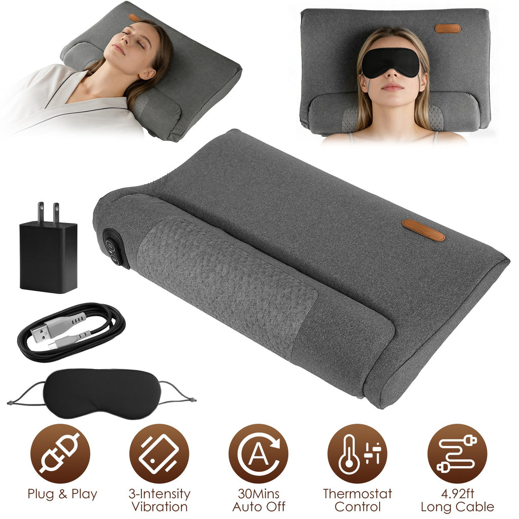 Neck & Back Massager Pillow – Heat + Vibration | USB Powered