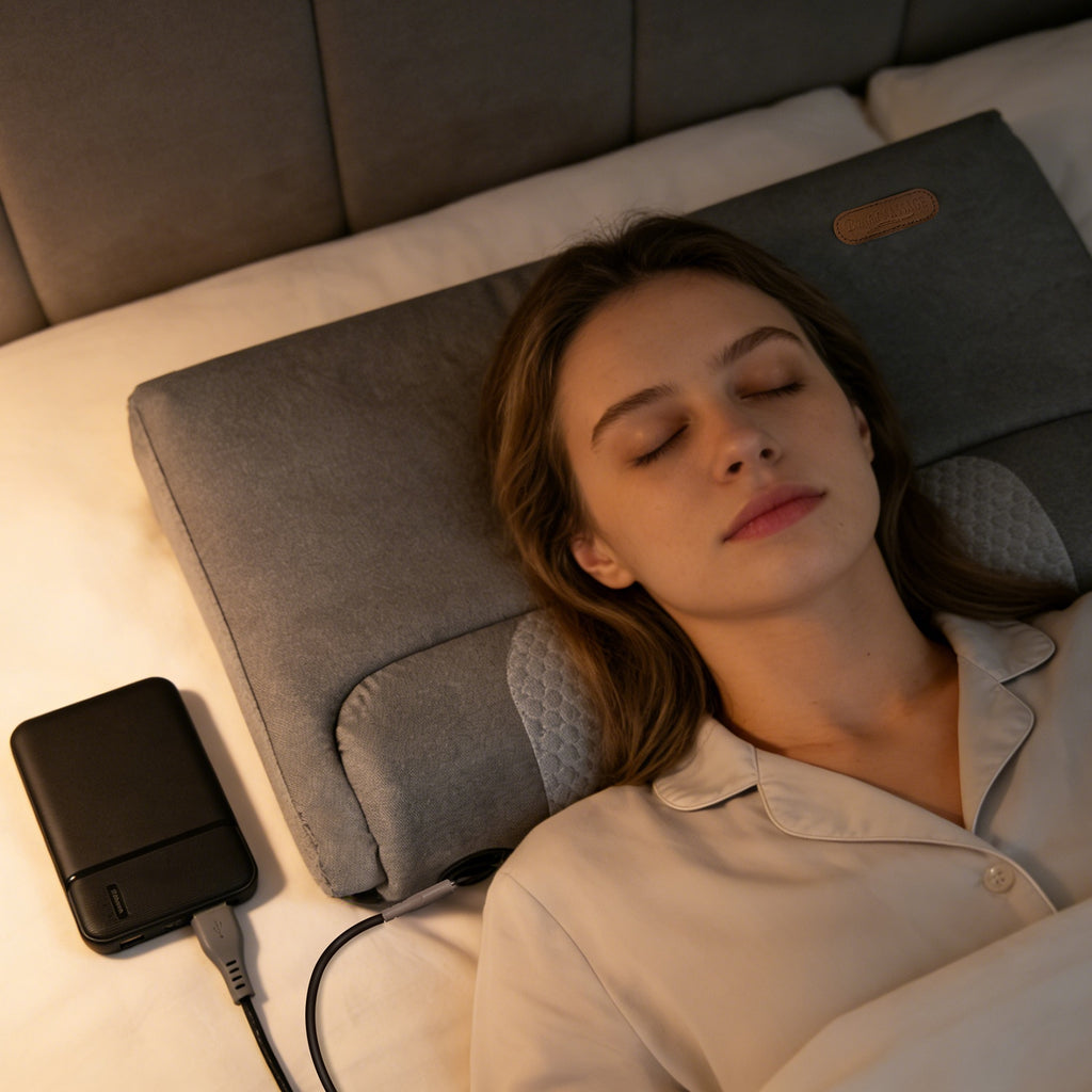 Neck & Back Massager Pillow – Heat + Vibration | USB Powered
